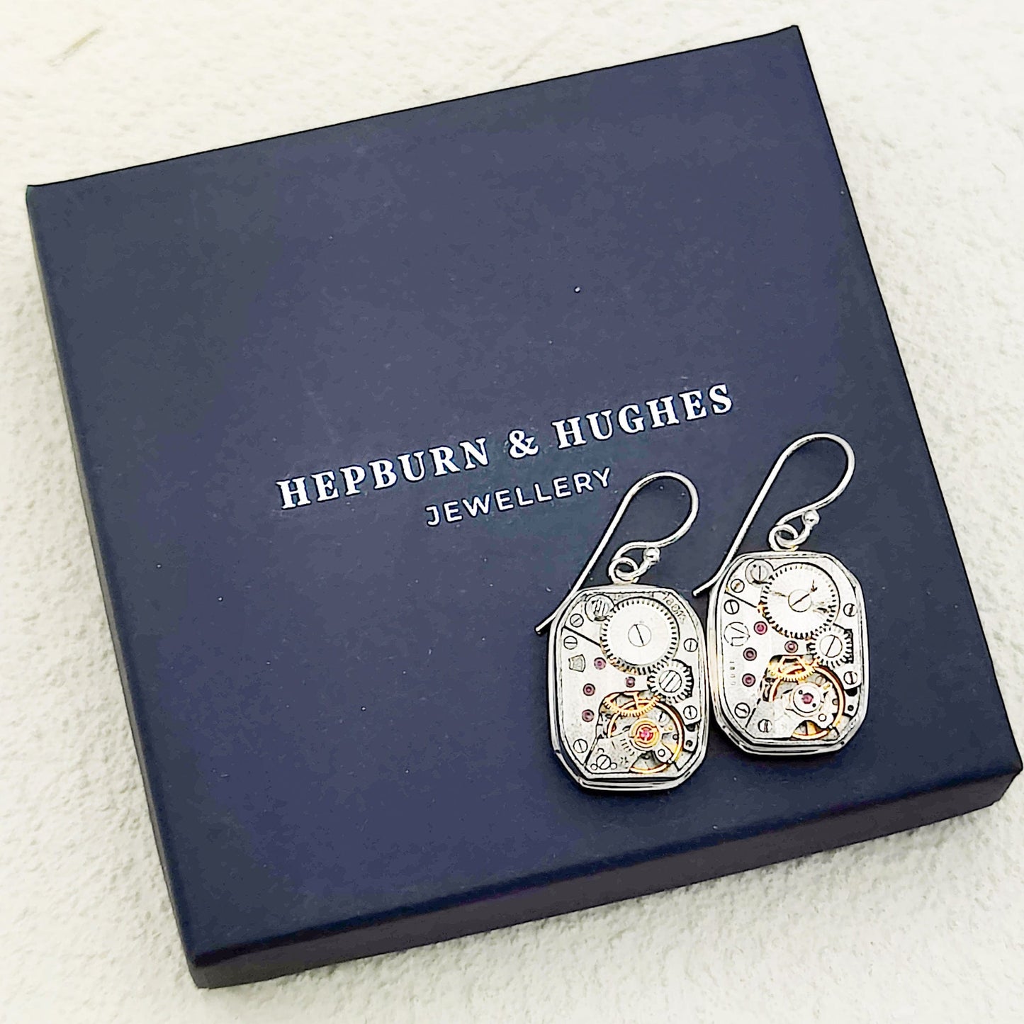 Vintage Watch Movement Earrings | Timepiece Gift | Sterling Silver