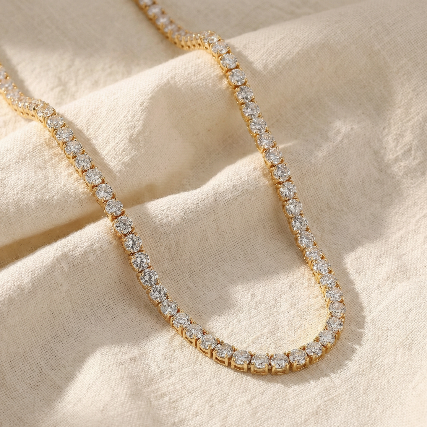 23Ct Diamond Tennis Necklace 14K Yellow Gold 18" Lab Grown