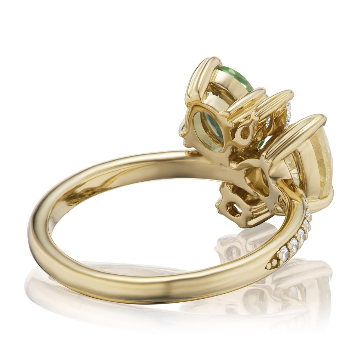 ・PRIMROSE・Yellow Pear Diamond, Oval Green Sapphire, Cognac & White Diamond Accents (2.25ctw)