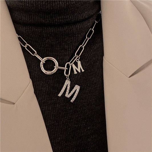 Initial Diamond Letter Pendant Necklace