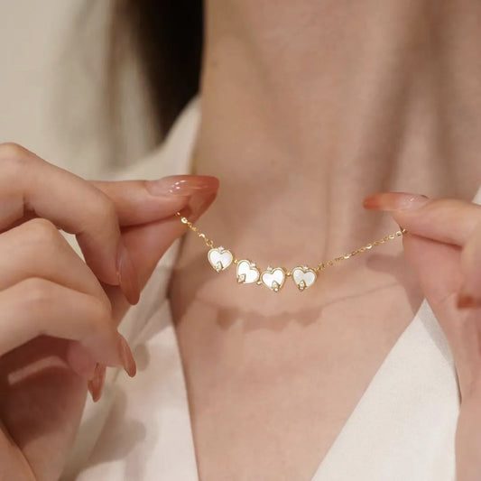 Zircon Magnetic Shell Four Leaf Clover Necklace