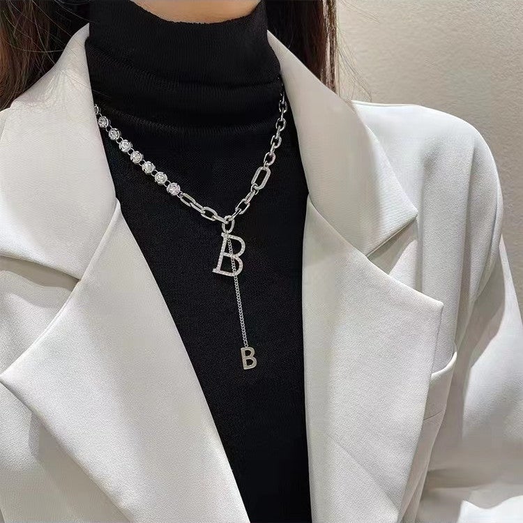 Initial Diamond Letter Pendant Necklace