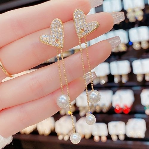 Love Pearl Tassel Earrings