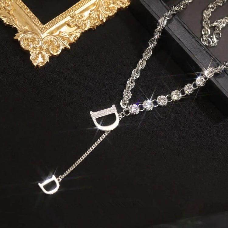 Initial Diamond Letter Pendant Necklace