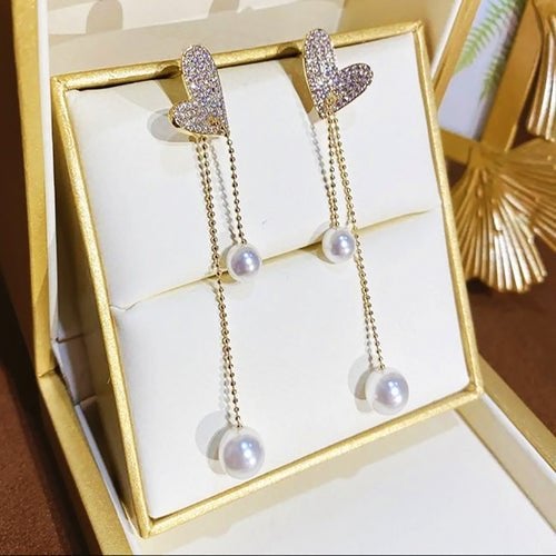 Love Pearl Tassel Earrings