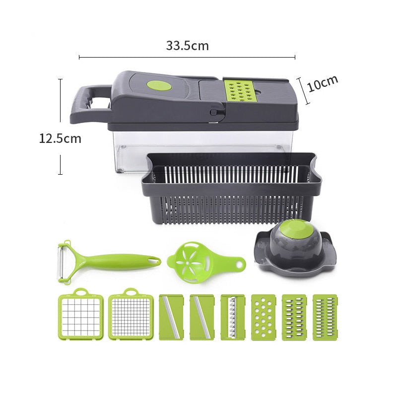 14Pcs Vegetable Cutter Multifunctional Mandoline Slicer Fruit Potato Peeler