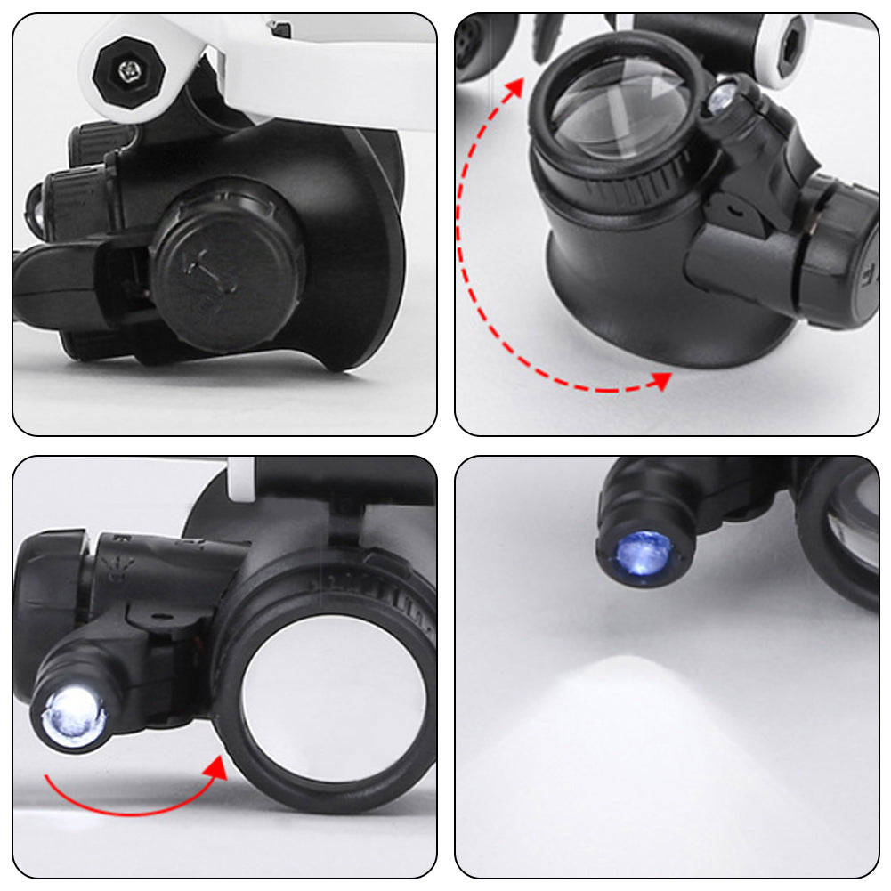 LED Glasses Magnifier 8x 15x 23x