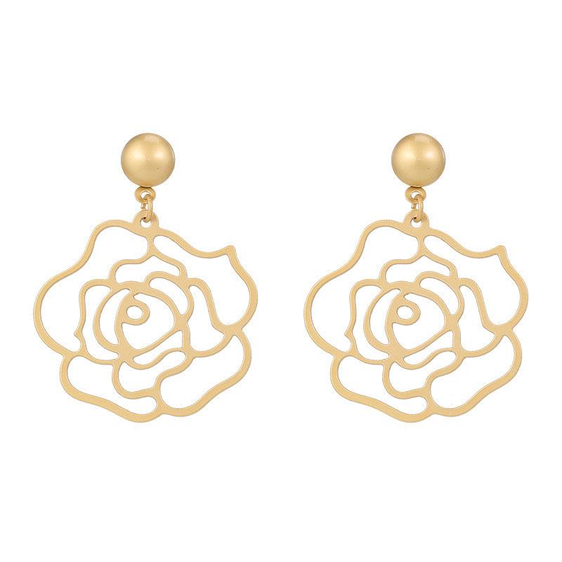 Hollow Metal Rose Earrings