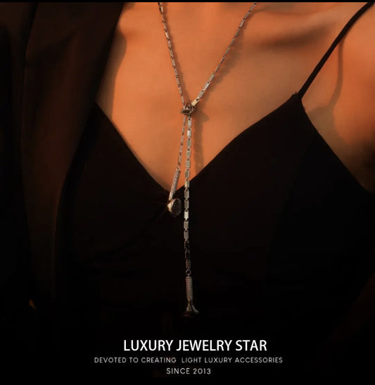 【New Arrival】Alloy Electroplated Hip Hop Netflix long neck sweater chain delicate like headphone style necklace