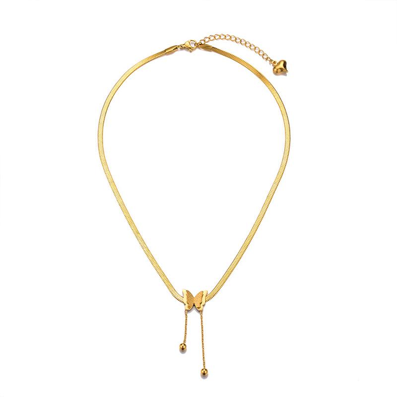 Titanium steel tassel butterfly necklace