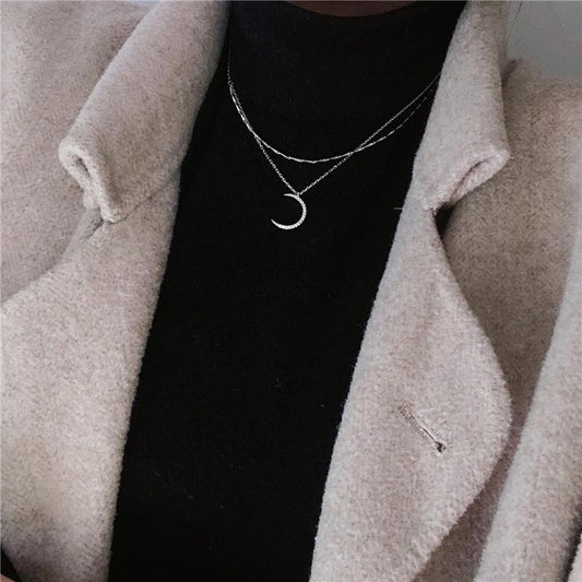 Double Layer Star Moon Necklace
