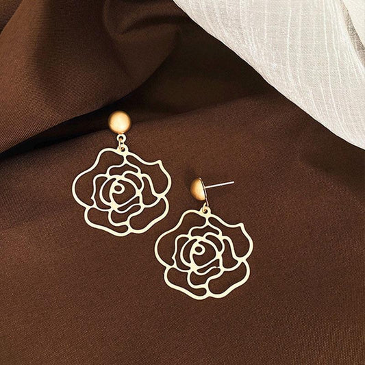Hollow Metal Rose Earrings