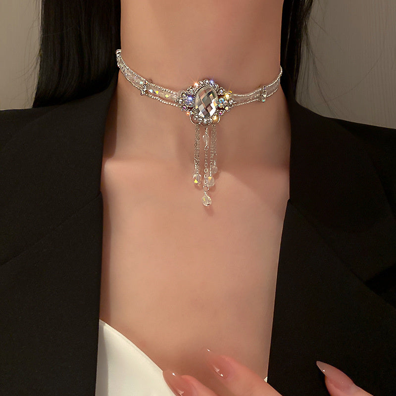 Diamond crystal clavicle Necklace