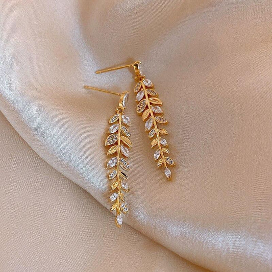 CRYSTAL LEAF EARRINGS