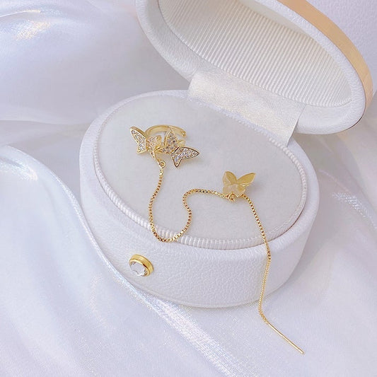 Butterfly Trio Ear Threader with Cuff