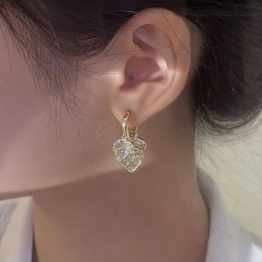 Heart Shaker CZ Hoop Earrings