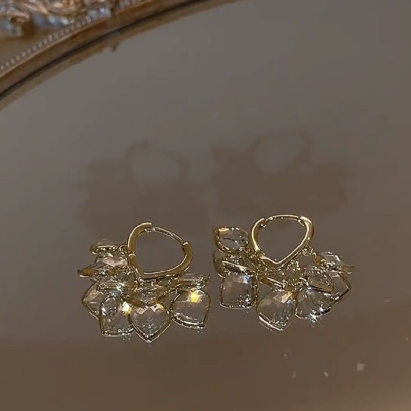 Heart Shaker CZ Hoop Earrings