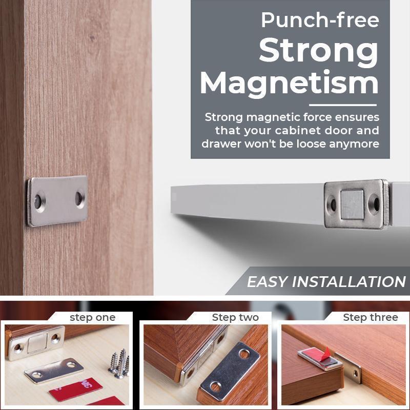 Strong Magnetic Punch-free Ultra-thin Invisible Door Suction(4 PCS)