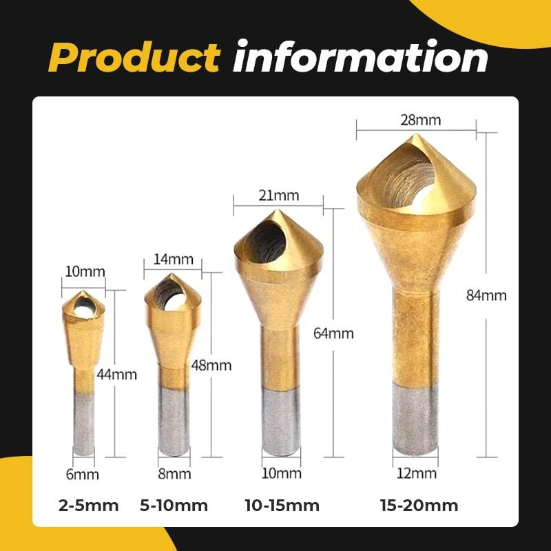 Titanium Coated Countersink Chamfer Tool(4 PCS)
