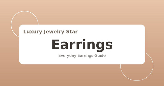 Abstract jewelry guide graphic with soft taupe tones labeled Earrings for everyday wear.
