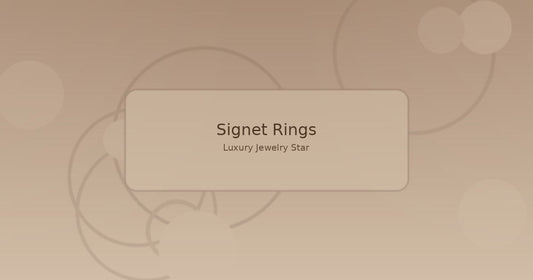 Abstract soft bronze jewelry guide graphic labeled Signet Rings for Luxury Jewelry Star.