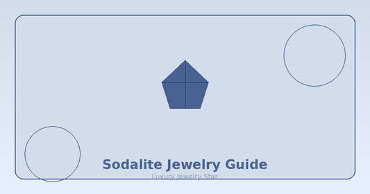 Abstract soft indigo jewelry guide graphic labeled Sodalite Jewelry Guide for Luxury Jewelry Star.