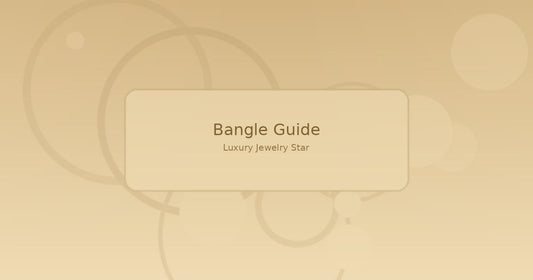 Abstract soft champagne jewelry guide graphic labeled Bangle Guide for Luxury Jewelry Star.