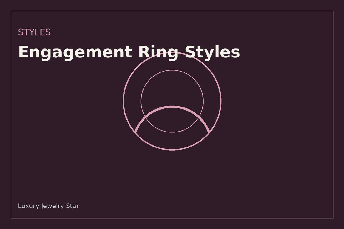 Abstract engagement ring styles graphic with soft rose tones labeled Styles.
