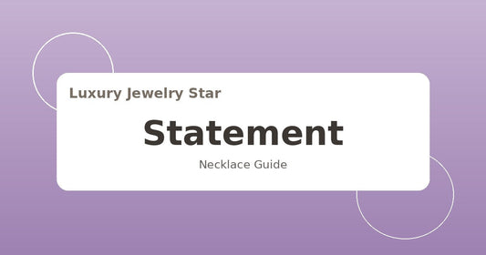 Abstract soft lavender jewelry guide graphic labeled Statement Necklace for Luxury Jewelry Star.