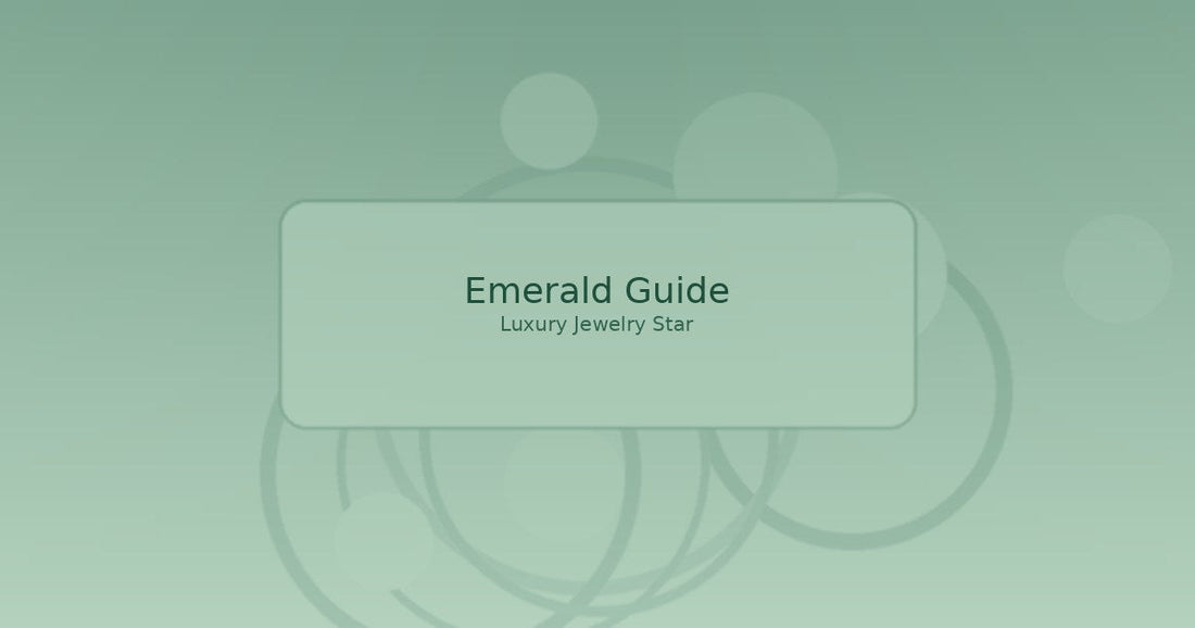 Abstract soft emerald-green jewelry guide graphic labeled Emerald Guide for Luxury Jewelry Star.
