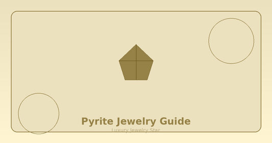 Abstract soft gold jewelry guide graphic labeled Pyrite Jewelry Guide for Luxury Jewelry Star.