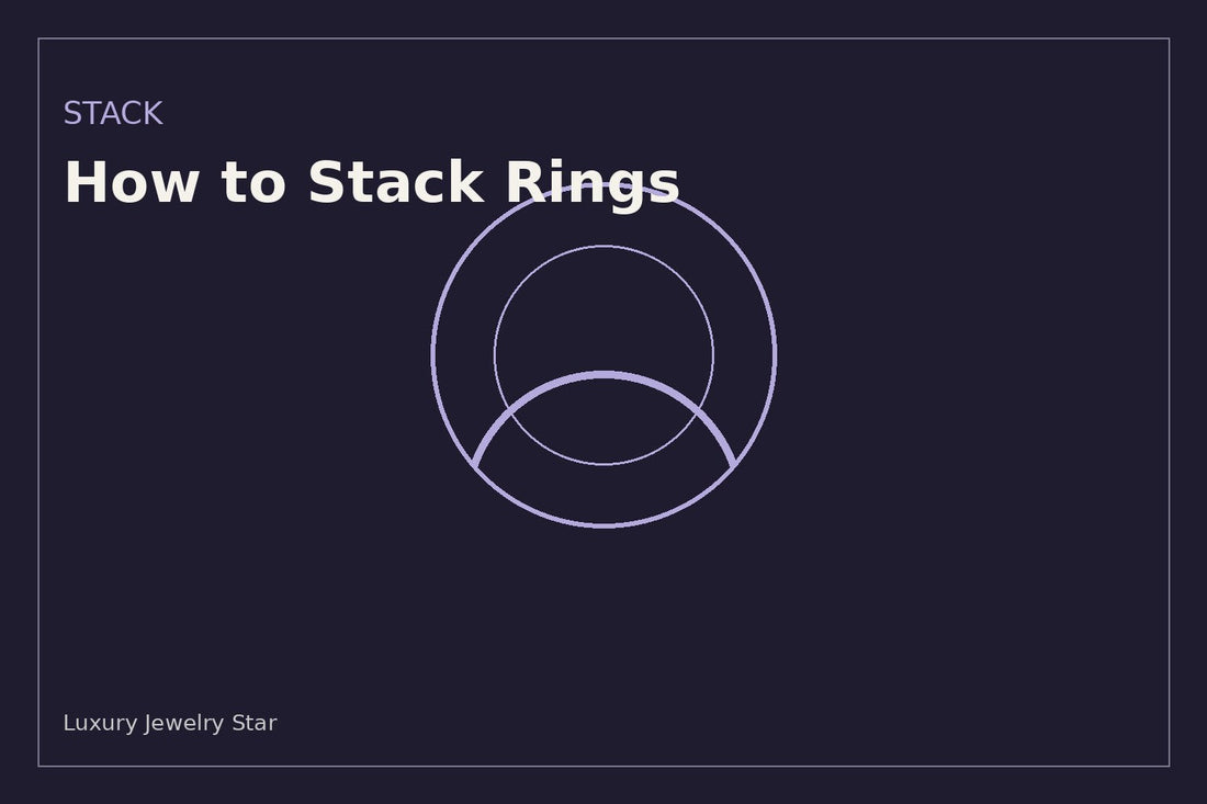 Abstract ring stacking guide graphic with soft purple tones labeled Stack.