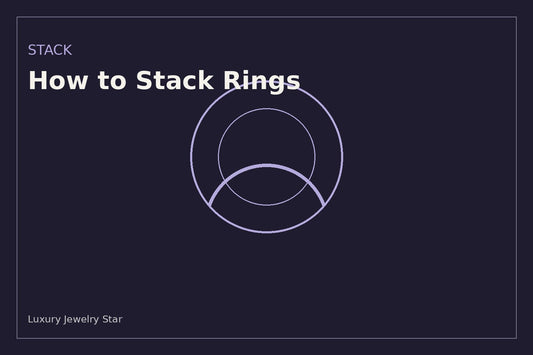 Abstract ring stacking guide graphic with soft purple tones labeled Stack.