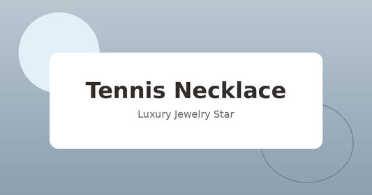 Abstract soft blue jewelry guide graphic labeled Tennis Necklace for Luxury Jewelry Star.