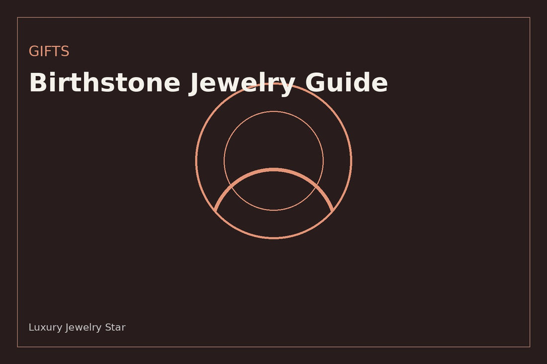Abstract birthstone gift guide graphic with warm coral tones labeled Gifts.