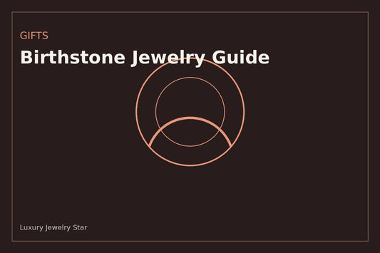 Abstract birthstone gift guide graphic with warm coral tones labeled Gifts.