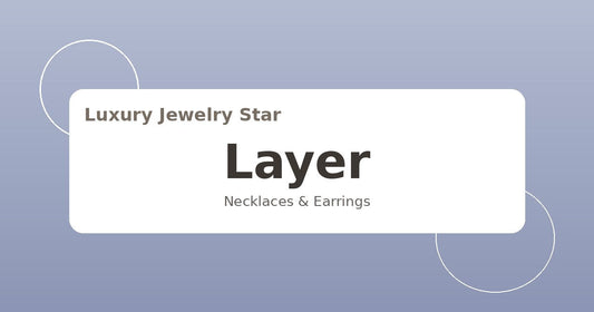 Abstract styling graphic with soft periwinkle tones labeled Layer for necklaces and earrings.