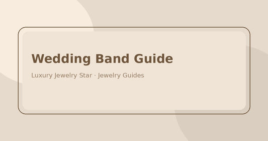 Abstract soft champagne jewelry guide graphic labeled Wedding Band Guide for Luxury Jewelry Star.