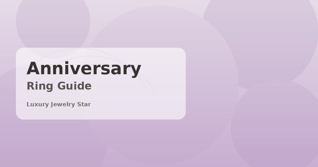 Abstract soft lilac jewelry guide graphic labeled Anniversary Ring Guide for Luxury Jewelry Star.