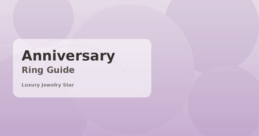 Abstract soft lilac jewelry guide graphic labeled Anniversary Ring Guide for Luxury Jewelry Star.