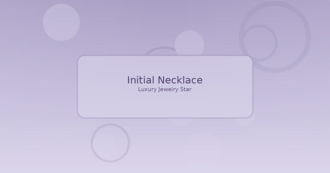 Abstract soft lavender jewelry guide graphic labeled Initial Necklace for Luxury Jewelry Star.