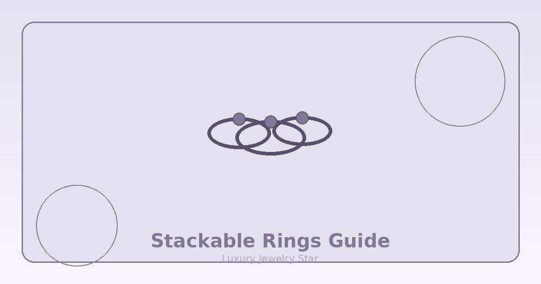 Abstract soft lilac jewelry guide graphic labeled Stackable Rings Guide for Luxury Jewelry Star.