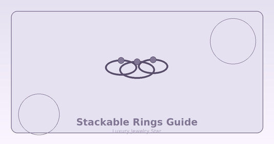 Abstract soft lilac jewelry guide graphic labeled Stackable Rings Guide for Luxury Jewelry Star.