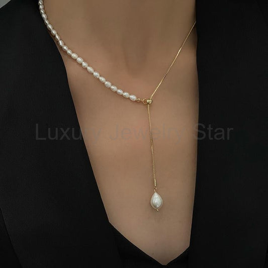 Adjustable pearl clavicle necklace from Luxury Jewelry Star