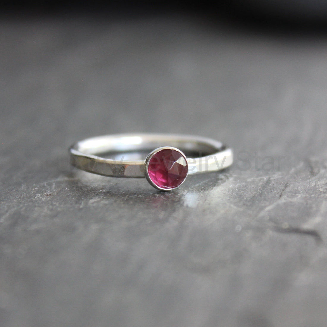 Sterling silver rhodolite garnet stacking ring from Luxury Jewelry Star