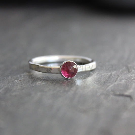 Sterling silver rhodolite garnet stacking ring from Luxury Jewelry Star