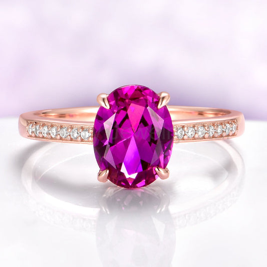 Ava pink tourmaline engagement ring in 14K rose gold vermeil from Luxury Jewelry Star