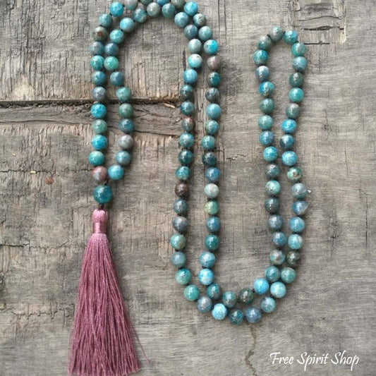 108 natural apatite mala bead necklace from Luxury Jewelry Star