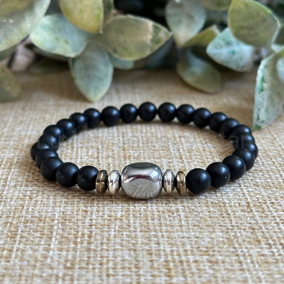 Hematite and black onyx mini bead bracelet from Luxury Jewelry Star