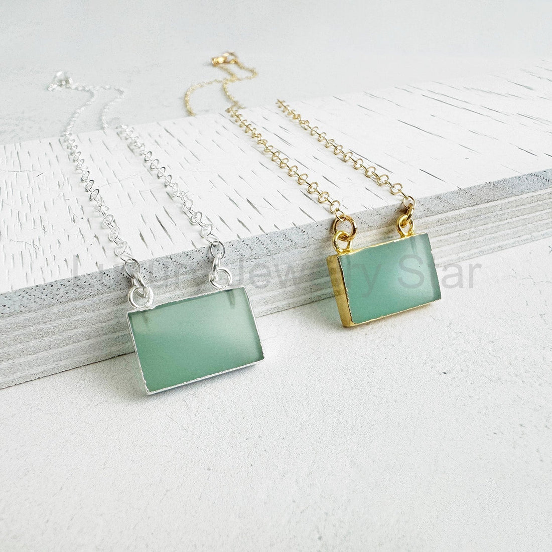 Aqua chalcedony bar necklace from Luxury Jewelry Star